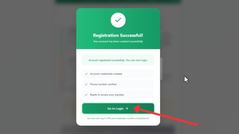 GoG ePay Services 11 GoG ePay Services registration successful message showing Go to Login button