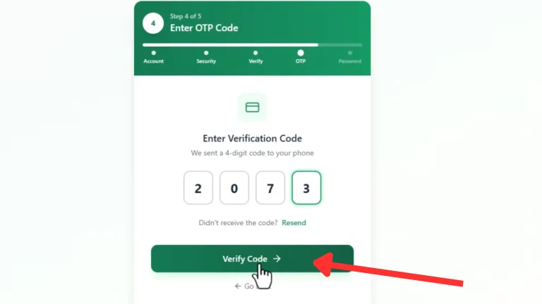 GoG ePayslip password reset OTP verification page showing Verify Code button