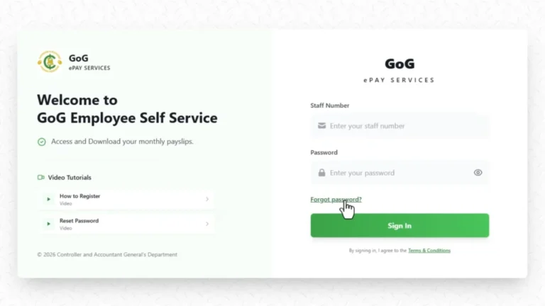 GoG ePay Services 7 GoG ePayslip Portal 2026: Registration and Login Guide for Ghana Employees