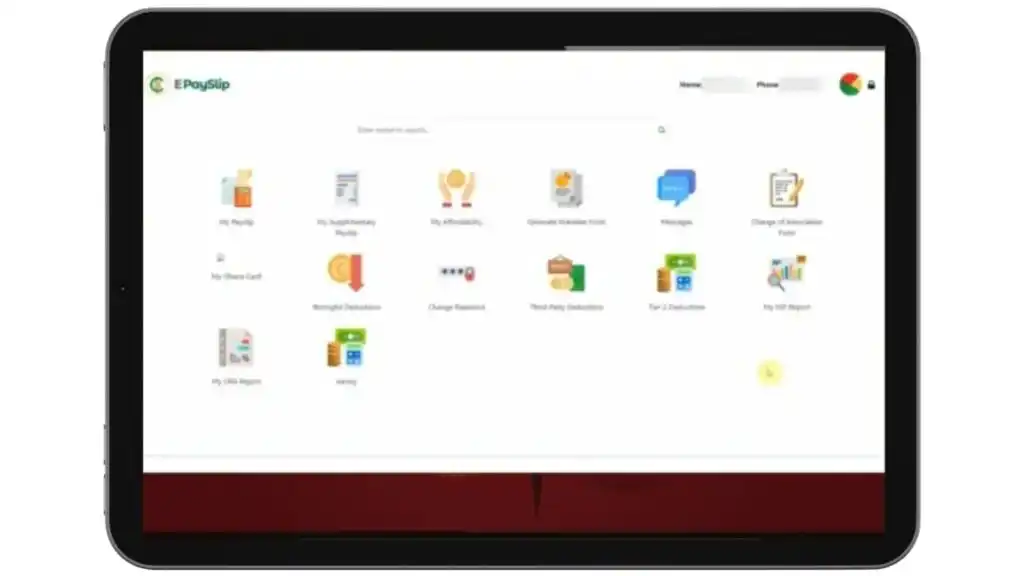 GoG ePayslip Ghana employee dashboard and payroll options screen