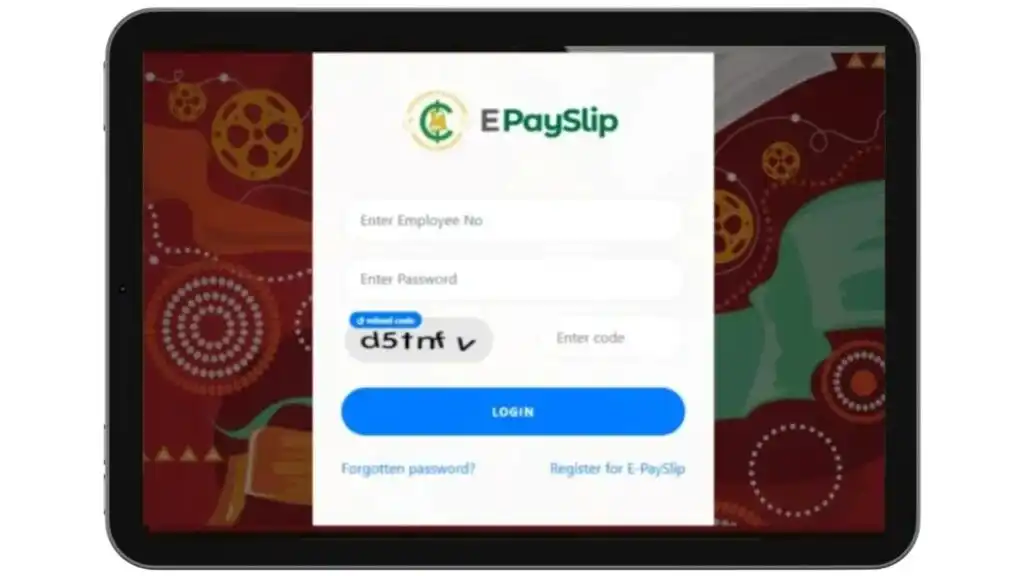 GoG ePayslip Ghana employee login screen with captcha verification